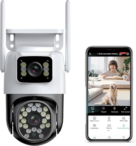كاميرا مراقبة NOSENT 4MP WiFi خارجية، عدسة مزدوجة 2.4 جيجا هرتز، كاميرا مراقبة لاسلكية، كشف الحركة، التحكم في دوران PTZ، رؤية ليلية ملونة، صوت ثنائي الاتجاه، IP66 مقاوم للماء، إنذار الصوت والضوء in Kuwait