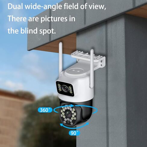 كاميرا مراقبة NOSENT 4MP WiFi خارجية، عدسة مزدوجة 2.4 جيجا هرتز، كاميرا مراقبة لاسلكية، كشف الحركة، التحكم في دوران PTZ، رؤية ليلية ملونة، صوت ثنائي الاتجاه، IP66 مقاوم للماء، إنذار الصوت والضوء in Kuwait