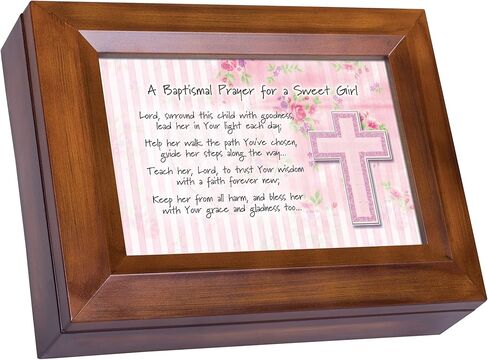 Cottage Garden Baptismal Prayer for a Sweet Girl Wood Finish Jewelry Music Box - Plays Tune You are My Sunshine in Saudi Arabia