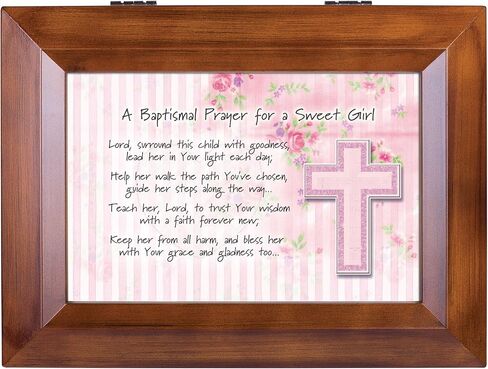 Cottage Garden Baptismal Prayer for a Sweet Girl Wood Finish Jewelry Music Box - Plays Tune You are My Sunshine in Saudi Arabia