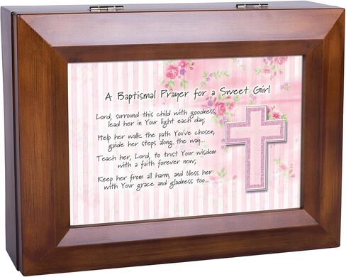 Cottage Garden Baptismal Prayer for a Sweet Girl Wood Finish Jewelry Music Box - Plays Tune You are My Sunshine in Saudi Arabia