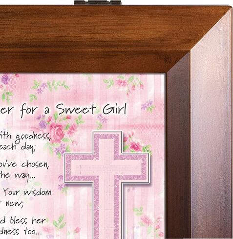 Cottage Garden Baptismal Prayer for a Sweet Girl Wood Finish Jewelry Music Box - Plays Tune You are My Sunshine in Saudi Arabia