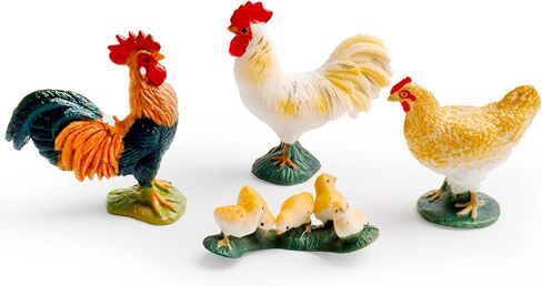 مجموعة تماثيل حيوانات دجاج المزرعة 4 قطع من Bbiamsleep، تماثيل دجاج مقلدة واقعية من البلاستيك لدجاجة الديك للهالوين وعيد الميلاد وحفلات أعياد الميلاد in Kuwait