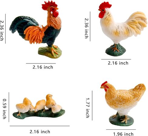 مجموعة تماثيل حيوانات دجاج المزرعة 4 قطع من Bbiamsleep، تماثيل دجاج مقلدة واقعية من البلاستيك لدجاجة الديك للهالوين وعيد الميلاد وحفلات أعياد الميلاد in Kuwait