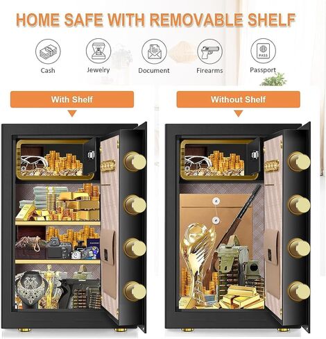 5.0 قدم مكعب، صندوق أمان منزلي رقمي كبير جدًا وشديد التحمل ومقاوم للحريق ومقاوم للماء ومضاد للسرقة مع حقيبة مستندات مقاومة للحريق، آمن ضد الحريق للأشياء الثمينة في مكتب الأعمال المنزلية in Kuwait