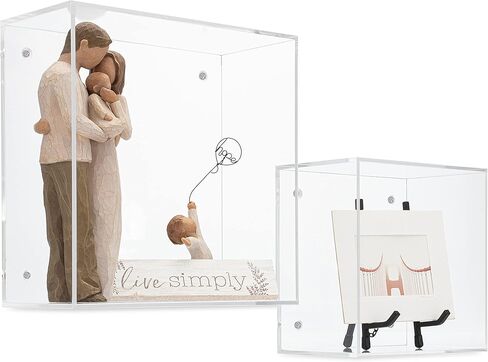 SimplyImagine Floating Acrylic Cube Shelf - Set of 2 Square Hanging Wall Mount Display Storage Shelves for Photos, Toys, Books, Decorative, More in Kuwait
