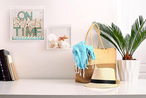 SimplyImagine Floating Acrylic Cube Shelf - Set of 2 Square Hanging Wall Mount Display Storage Shelves for Photos, Toys, Books, Decorative, More in Kuwait