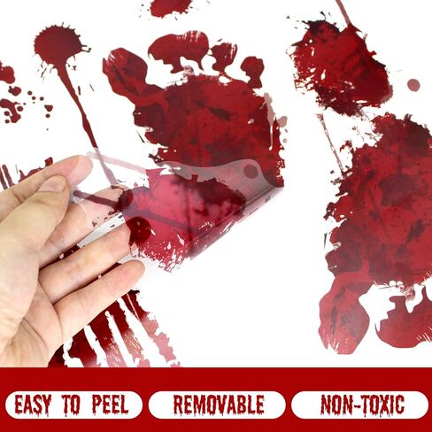 105 قطعة من ملصقات أرضية الهالوين الدموية ذات آثار الأقدام الدموية، ملصقات نافذة بصمة اليد للهالوين للاستخدام الداخلي والخارجي، ملصقات أرضية للنافذة (10 ورقات) in Kuwait