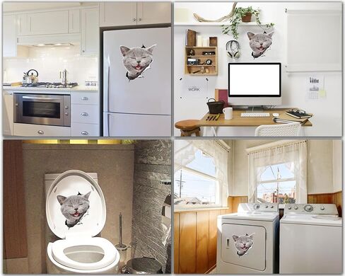 Winston & Bear British Shorthair Cat Wall Decals - 2 Pack - British Shorthair Cat Toilet Sticker – 3D Cat Car Window and Bumper Sticker - Retail Packaged Grey Kitten Lover Gifts in Kuwait