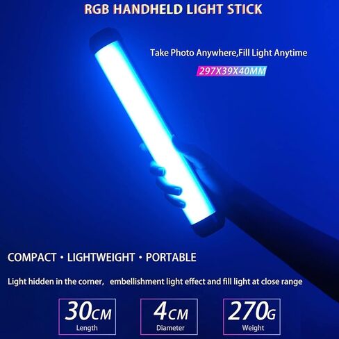 عصا اضاءة LED محمولة باليد ويك لايت K21 2500-8500 كلفن قابلة للتعتيم CRI 95+ TLCI 97+ مع بطارية مدمجة 2500mAh، شريط اضاءة للتحكم في التطبيق والتصوير الفوتوغرافي in Kuwait