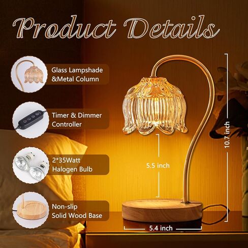 Candle Warmer Lamp, Electric Candle Lamp Warmer, Dimmable Lantern with Timer, Gifts for Mom, Compatible with Small & Large Jar Bedroom Home Decor Dimmable Wax Melt Warmer for Scented Wax, Housewarming in Kuwait