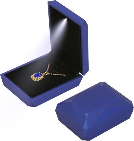 Luxury LED Light Pendant Necklace Gift Box, Velvet Jewelry Box Storage Case Organizer Holder for Proposal Engagement Wedding Anniversary Birthday Valentine's Day (BLACK) in Saudi Arabia