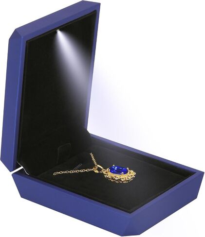 Luxury LED Light Pendant Necklace Gift Box, Velvet Jewelry Box Storage Case Organizer Holder for Proposal Engagement Wedding Anniversary Birthday Valentine's Day (BLACK) in Saudi Arabia