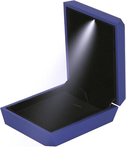 Luxury LED Light Pendant Necklace Gift Box, Velvet Jewelry Box Storage Case Organizer Holder for Proposal Engagement Wedding Anniversary Birthday Valentine's Day (BLACK) in Saudi Arabia