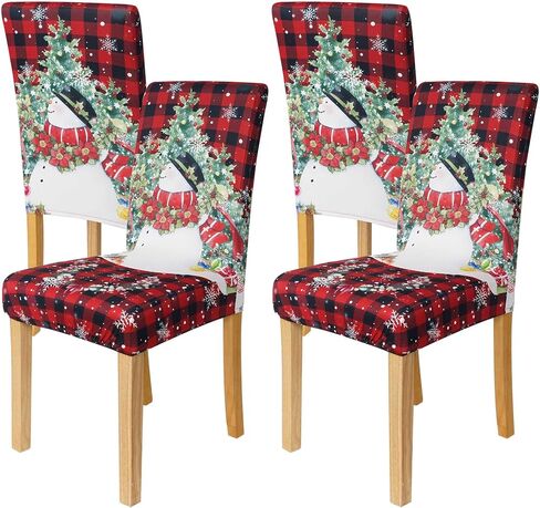 Christmas Chair Covers Set of 4, Christmas Decorations Stretch Removable Washable Dining Room Chair Protector Slipcovers for Xmas Decor Holiday Party Kitchen Home Decorations (Red Truck, 4 PCS) in Saudi Arabia