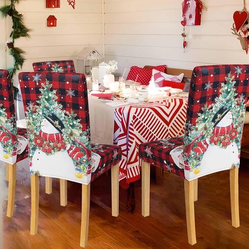 Christmas Chair Covers Set of 4, Christmas Decorations Stretch Removable Washable Dining Room Chair Protector Slipcovers for Xmas Decor Holiday Party Kitchen Home Decorations (Red Truck, 4 PCS) in Saudi Arabia