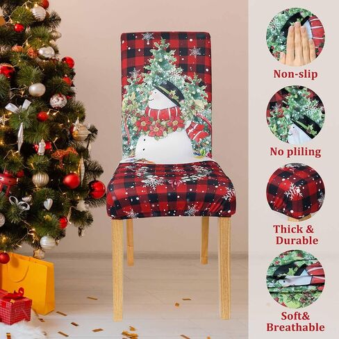 Christmas Chair Covers Set of 4, Christmas Decorations Stretch Removable Washable Dining Room Chair Protector Slipcovers for Xmas Decor Holiday Party Kitchen Home Decorations (Red Truck, 4 PCS) in Saudi Arabia