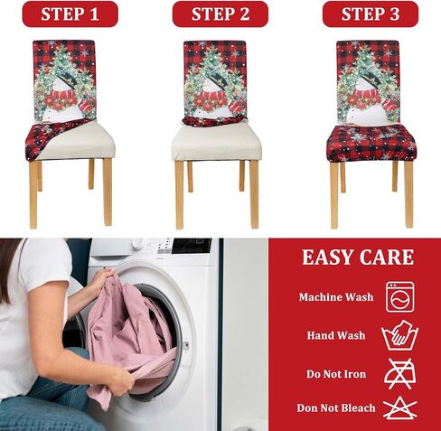Christmas Chair Covers Set of 4, Christmas Decorations Stretch Removable Washable Dining Room Chair Protector Slipcovers for Xmas Decor Holiday Party Kitchen Home Decorations (Red Truck, 4 PCS) in Saudi Arabia