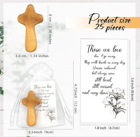 Lragvtbk 25 ​​مجموعة صليب خشبي صغير لهدايا الجنازة وأصدقاء العائلة والأحباء، صلبان صلاة محمولة، احتفال بديكورات الحياة، هدية الكنيسة in Kuwait