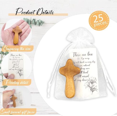 Lragvtbk 25 ​​مجموعة صليب خشبي صغير لهدايا الجنازة وأصدقاء العائلة والأحباء، صلبان صلاة محمولة، احتفال بديكورات الحياة، هدية الكنيسة in Kuwait