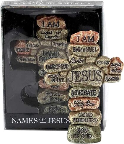 Dicksons Names of Jesus Pebbles 5 Inch Resin Decorative Tabletop Cross in Saudi Arabia