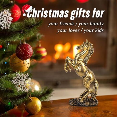 CMTGYPIN Golden Resin Standing Horse Statue - Elegant Home Decor Sculpture for Horse Lovers-Art Figurine Decorative-Animal Ornament-Birthday Gift in Kuwait