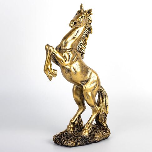 CMTGYPIN Golden Resin Standing Horse Statue - Elegant Home Decor Sculpture for Horse Lovers-Art Figurine Decorative-Animal Ornament-Birthday Gift in Kuwait