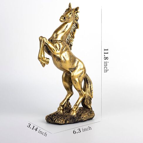 CMTGYPIN Golden Resin Standing Horse Statue - Elegant Home Decor Sculpture for Horse Lovers-Art Figurine Decorative-Animal Ornament-Birthday Gift in Kuwait