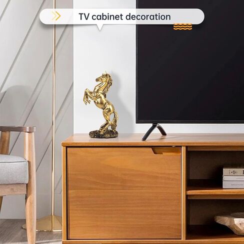 CMTGYPIN Golden Resin Standing Horse Statue - Elegant Home Decor Sculpture for Horse Lovers-Art Figurine Decorative-Animal Ornament-Birthday Gift in Kuwait