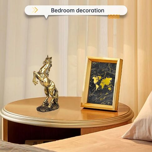 CMTGYPIN Golden Resin Standing Horse Statue - Elegant Home Decor Sculpture for Horse Lovers-Art Figurine Decorative-Animal Ornament-Birthday Gift in Kuwait