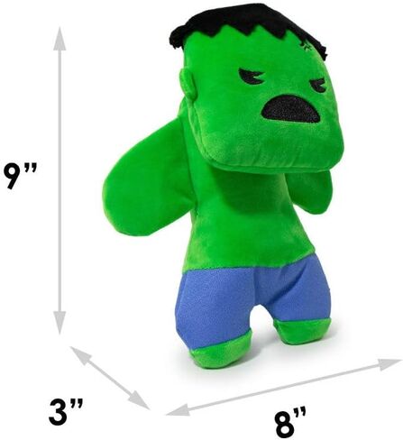 Buckle-Down Dog Toy, Marvel, Plush Squeaker Kawaii Hulk Standing Pose, Multi Color, 8" x 6", (DTPT-HUR) in Saudi Arabia