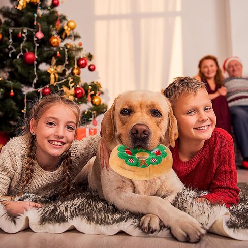 Halloscume 3 Pack Christmas Dog Toys Pet Puppy Chew Donut Squeaky Plush Toy with Soft Fabric, Stuffed Dog Chew Toys for Christmas Aggressive Chewers Dog Pet Gifts in Saudi Arabia