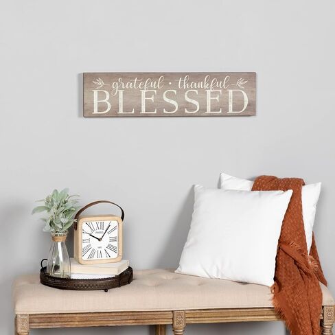 لوحة فنية جدارية رائعة من Stratton Home Decor Grateful, Thankful, 28.00 عرض × 1.50 عمق × 7.00 ارتفاع، محايدة in Saudi Arabia
