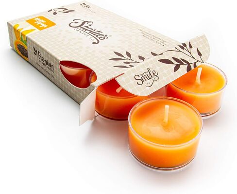 شموع Tealight الفاخرة بالمانجو والبابايا - 6 شموع شاي برتقالية ذات رائحة عالية - ضوء شموع جميل - صنع في الولايات المتحدة الأمريكية - مجموعة الفواكه والتوت in Kuwait