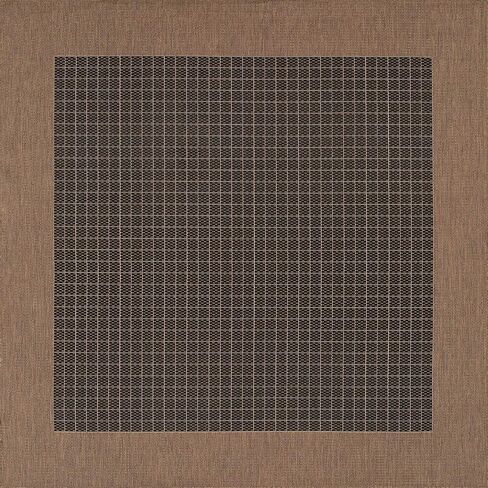 Couristan Recife Checkered Field Indoor/Outdoor Area Rug, 3'9" x 5'5", Natural-Green in Saudi Arabia