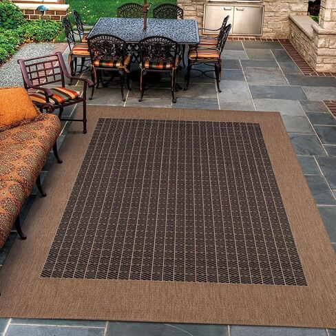 Couristan Recife Checkered Field Indoor/Outdoor Area Rug, 3'9" x 5'5", Natural-Green in Saudi Arabia