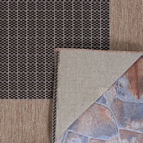Couristan Recife Checkered Field Indoor/Outdoor Area Rug, 3'9" x 5'5", Natural-Green in Saudi Arabia