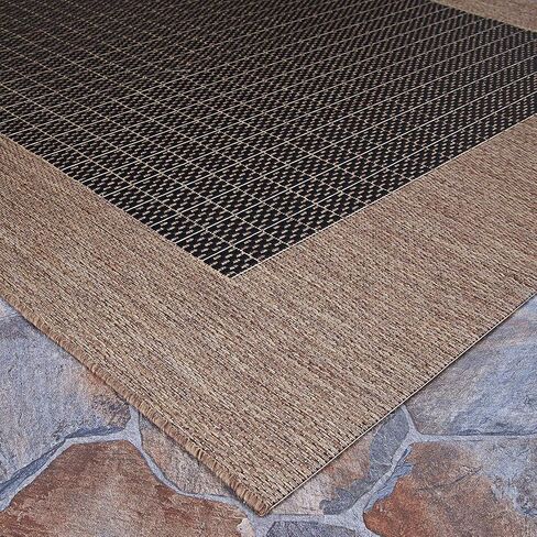 Couristan Recife Checkered Field Indoor/Outdoor Area Rug, 3'9" x 5'5", Natural-Green in Saudi Arabia