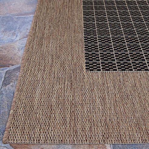 Couristan Recife Checkered Field Indoor/Outdoor Area Rug, 3'9" x 5'5", Natural-Green in Saudi Arabia