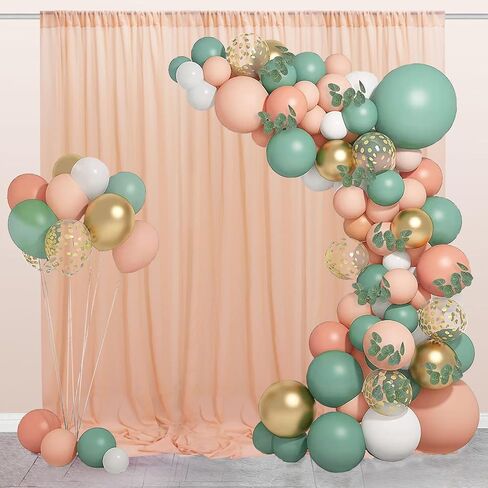 Champagne Backdrop Curtains Chiffon Sheer Voile Curtains 2 Panels 29x120 Inches Long Chiffon Curtains for Backdrop Wedding Decorations for Reception Sheer Drapes for Engagement Birthday Party Events in Saudi Arabia