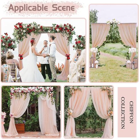 Champagne Backdrop Curtains Chiffon Sheer Voile Curtains 2 Panels 29x120 Inches Long Chiffon Curtains for Backdrop Wedding Decorations for Reception Sheer Drapes for Engagement Birthday Party Events in Saudi Arabia
