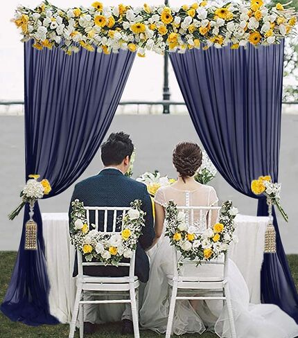 Champagne Backdrop Curtains Chiffon Sheer Voile Curtains 2 Panels 29x120 Inches Long Chiffon Curtains for Backdrop Wedding Decorations for Reception Sheer Drapes for Engagement Birthday Party Events in Saudi Arabia