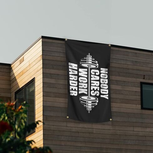 لافتة بتصميم عبارة «No Body Cares Work Harder» مقاس 3×5 قدم مناسبة لصالة الالعاب الرياضية وكهف رجل لديكور الحائط مع حلقات نحاسية لغرفة النوم الجامعية in Kuwait