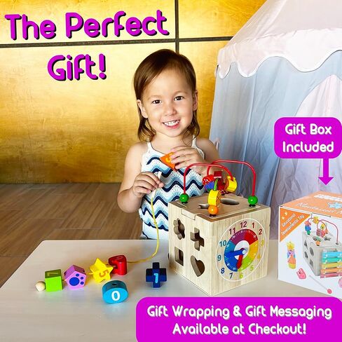 مونتيسوري ماما بيبي نشاط مكعب ألعاب مونتيسوري لعمر سنة واحدة + ألعاب تعليمية لعمر 1+ مركز نشاط للطفل، ألعاب تعليمية للأطفال الصغار لمدة 12-18 شهرًا، هدايا عيد الميلاد الأول للفتيات للأولاد in Kuwait