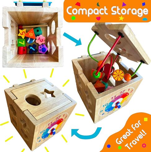 مونتيسوري ماما بيبي نشاط مكعب ألعاب مونتيسوري لعمر سنة واحدة + ألعاب تعليمية لعمر 1+ مركز نشاط للطفل، ألعاب تعليمية للأطفال الصغار لمدة 12-18 شهرًا، هدايا عيد الميلاد الأول للفتيات للأولاد in Kuwait