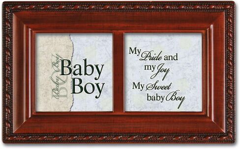 Cottage Garden Sweet Baby Boy My Pride and Joy Woodgrain Rope Trim Jewelry Music Box Plays Brahms's Lullaby in Saudi Arabia