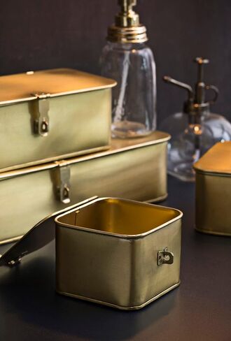 Square Decorative Metal Boxes with Gold Finish (Set of 3 Sizes) in Kuwait