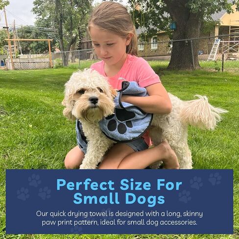 Twin Sycamores Small Dog Towel for Drying Dogs - Premium Pet Grooming Bath Towel with Comfortable Hand Pockets and Super Absorbent Microfibers - Quick Drying & Machine Washable - 11.8" x 35.4" in Saudi Arabia