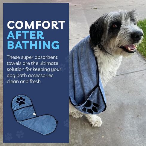 Twin Sycamores Small Dog Towel for Drying Dogs - Premium Pet Grooming Bath Towel with Comfortable Hand Pockets and Super Absorbent Microfibers - Quick Drying & Machine Washable - 11.8" x 35.4" in Saudi Arabia