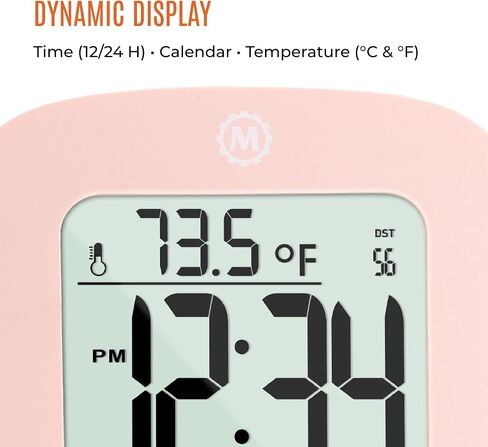 Marathon Compact Alarm Clock with Temperature & Date, Black - Large, Easy to Read Display with Backlight - Easy to Set Up & Use - Two AAA Batteries Included in Saudi Arabia